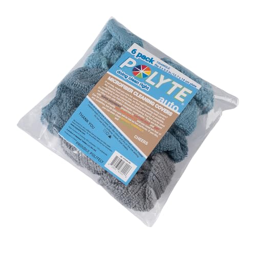 POLYTE Premium Lint Free Microfiber Cleaning Covers for Windshield Cleaning Tool, Fits 5.5x5 inch Triangle Plate, 6 Pack