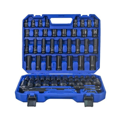 Pneumatic Accessory Kit — Comprehensive Air Tool Socket & Extension Set with Ratchet, Universal Joint, Blow-Mold Case (Set 2) - color: Set 2