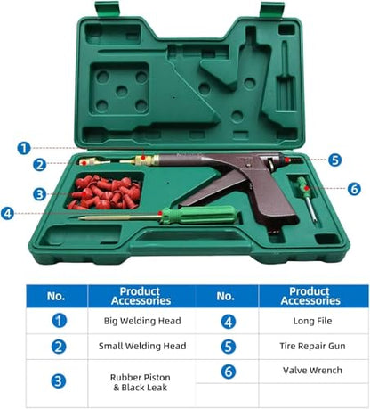 Tire Repair Kits, Tire Pluger Motorcycle Tubeless Vacuum Tire Plugger Repair Tool Kit with 32PCS Rubber Plugs Tire Plug Gun Kit with Mushroom Plug for Motorcycle Dirt Bike ATV Lawn Mower