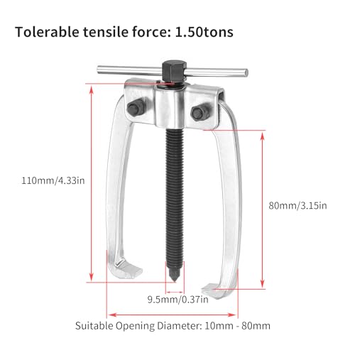 2 Jaw Puller 3.15in/80mm Universal Bearing Gear Pullers | Heavy Duty Extractor Tool, High Carbon Steel Puller, Adjuestable Pulley Removal Tool for Bearings/Flywheels/Pulleys Remove - size: Micro 2Jaw 0.4-3 In