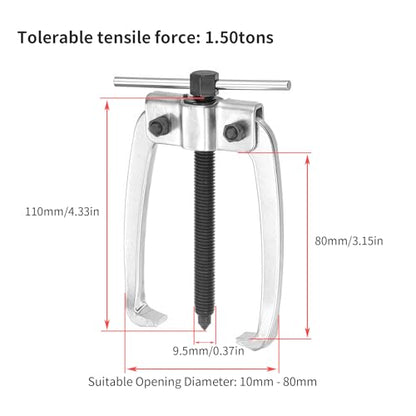 2 Jaw Puller 3.15in/80mm Universal Bearing Gear Pullers | Heavy Duty Extractor Tool, High Carbon Steel Puller, Adjuestable Pulley Removal Tool for Bearings/Flywheels/Pulleys Remove - size: Micro 2Jaw 0.4-3 In