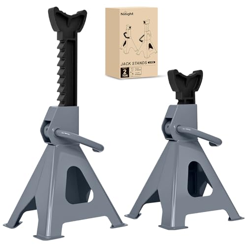 Nilight Jack Stands, 2 Ton (4,400 lbs) Capacity Heavy Duty Steel Car Lifting Stand, Adjustable Height 10.6" to 16.2", 1 Pair - size: 2T