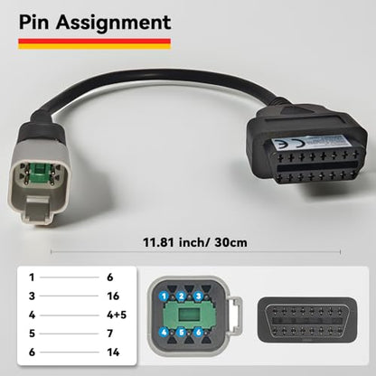 6 Pin to 16 Pin OBD2 Adapter Cable for BRP & CAN-AM, Motorcycle Diagnostic Tool Connector Fits for CAN-AM Spyder, ATV, UTV and BRP Moto Bike