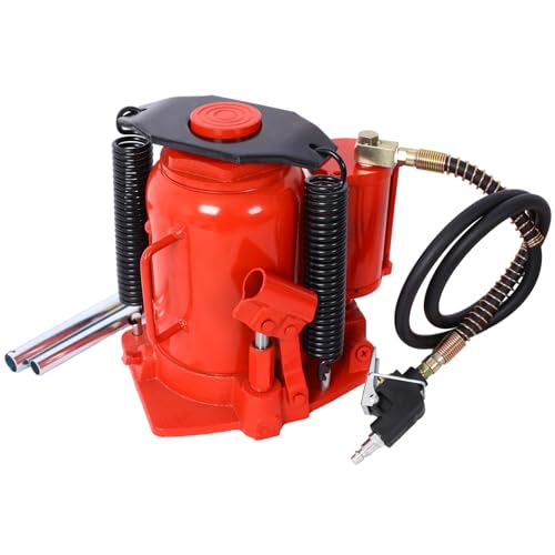 32 Ton Air Hydraulic Bottle Jack, Professional Lifting Jack for Heavy Machinery & Large Trucks, 10-16.3 Inch Height Range with Extendable Screw(Red) - color: Red, size: 32 Ton