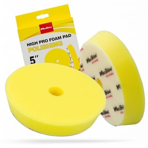 Maxshine 5” Universal High Pro Polishing Foam Pad – Compatible with DA & Rotary Polishers – Professional Detailing Pad for Swirl Removal & Gloss Clarity – Washable & Reusable – Hook & Loop Backing - size: 5", style: Polishing