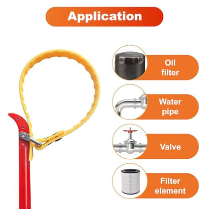 An 8-inch Steel Handle Adjustable Strap Wrench, Suitable for Replacing Water Filters, PVC Pipe Joints, Oil Filters, And Swimming Pool Connections