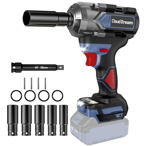 Cordless Impact Wrench 1/2 Inch Compatible with DeWalt Battery, 740Ft-lbs (1000 N.M) High Torque Power Tool, Brushless Electric Impact Gun for Car/Truck/Mower (No Battery Included) - color: 740ft-lbs