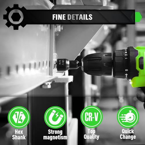 55-Piece Magnetic Nut Driver Set, Metric & SAE 1/4" Hex Shank, Impact Socket Adapters, Snappy Driver Bits, Drill Bit Extension, 14PCS Screwdriver Bit Set - style: Nut Driver Set