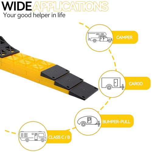 Homeon Wheels 10 Packs Rv/Camper Leveling Blocks, Chocks Anti-Slip Pads Design Include One Wheel Chock and Carrying Bag for Camper Travel Trailer - Yellow - color: Yellow + Black chock