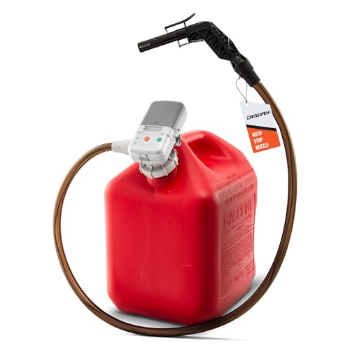 Deway AA Battery Gas Pump Automatic Fuel Transfer with Auto-Stop Nozzle & PVC Hose - 2.2 GPM Siphon Pump for Gasoline, Diesel, Kerosene, Gas Cans, Generators, Lawn Mowers, Boats, ATVs - style: Auto-Stop Nozzle w/ PVC Hose