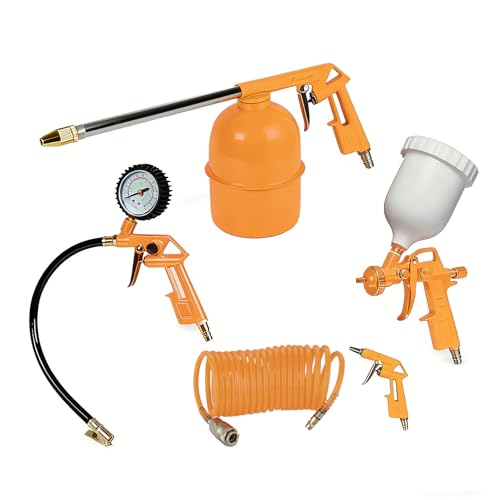5 Pcs Air Tools Set,Includes Air Washing Gun, Air Spray Gun,Air Tire Inflating Gun,Blowing Air Gun,Spiral Hose Suitable for Beauty and Maintenance of Various Cars or Handicrafts