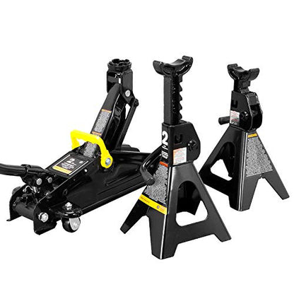 Torin AT82001B-2 Hydraulic Floor Jack Combo with 2 Jack Stands, 2 Ton (4,000 lb.), Black - size: 2 Ton with jack stands