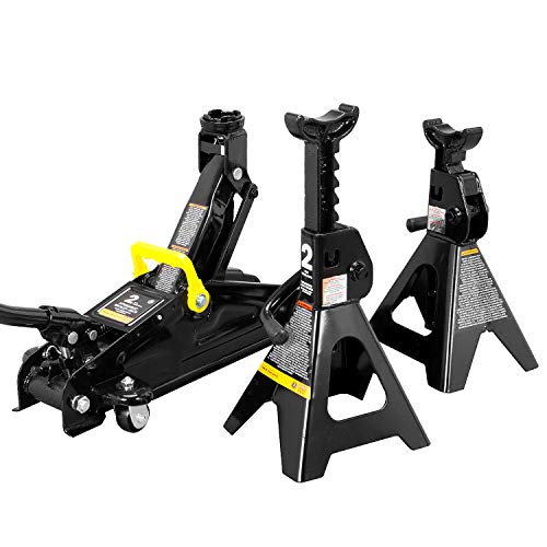 Big RED AT82001BR Hydraulic Trolley Service/Floor Jack Combo with 2 Jack Stands, 2 Ton (4,000 lb), Black - color: Black, size: 2 Ton (4,000 lb) with Jack Stands