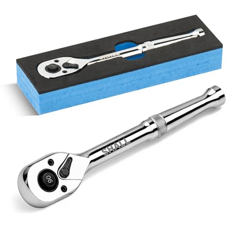 SHALL 1/4-Inch Drive Ratchet, 90-Tooth Quick-Release Ratchet Wrench, Reversible, Full Polished, Chrome Alloy - size: 1/4"