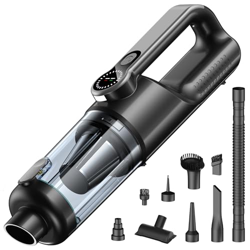 18000Pa Cordless Handheld Car Vacuum Cleaner – 35-Min Runtime, LED Light & LCD Screen, 2-in-1 Blower Function – Lightweight 1.9lb Portable Vacuum for Pet Hair, Home & Car Interior (Black) - color: Black