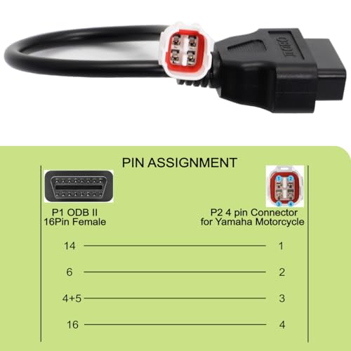 OBD2 OBDII Diagnostic Cable 4 Pin to 16 Pin Adapter Compatible with Yamaha Ha Canbus Motorcycle - color: per Yamaha 4Pin