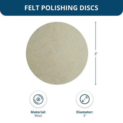 Benchmark Abrasives 3" Polishing & Buffing Felt Quick Change Wool Sanding Discs with a Male R-Type Backing Surface Finish Buffing Polish Burr Rust Paint Removal Use with Die Grinder (10 Pack)