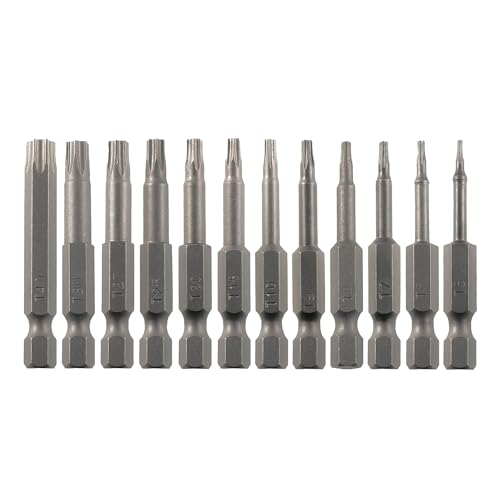 VESTTIO Torx Security Screwdriver Bit Set T5-T40 12PCS 1/4 Inch Hex Shank 2 Inch/50 mm Length S2 Steel Tamper Proof Star 6 Point with Magnetic for Power Screwdriver Drill Impact Driver - size: T5-T40/1 inch