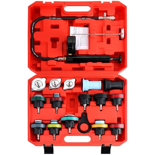 18PCS Radiator Pump Pressure Tester Kit | Coolant Pressure Tester Kit Cooling System Pressure Tester Kit for Automotive Cooling System Water Tank Leakage Detection