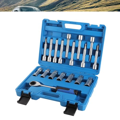 18pcs Shock Absorber Strut Nut Removal Socket Kit, Professional Universal Car Repair Tool, CR - V Steel Strut Disassembly Set with PVC Grip, for Sedan SUV Truck Suspension Maintena