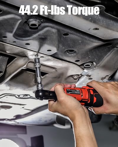 AVID POWER Cordless Electric Ratchet Wrench 3/8", 44.2 Ft-lbs 12V Power Ratchet Wrench Kit w/Two 2.0Ah Batteries, 1-Hour Fast Charger, Variable Speed and 10 Sockets