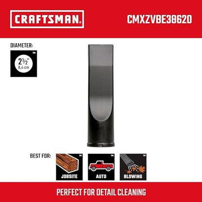 CRAFTSMAN CMXZVBE38620 2-1/2 in. Car Nozzle Wet Dry Shop Vacuum Attachment | Industrial-Grade Shop Vacuum Accessory for Deep Automotive Cleaning, Fits 2-1/2 in. Hose Diameter - style: Car Nozzle
