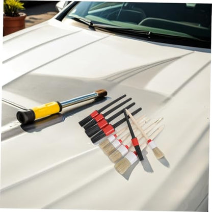 VOSAREA 10pcs Car Interior Detailing Brush Set for Air Vents and Dashboard Cleaning, Rounded Pp Material Brushes with Efficient Dirt Removal and Easy Storage, Compact Portable Tools
