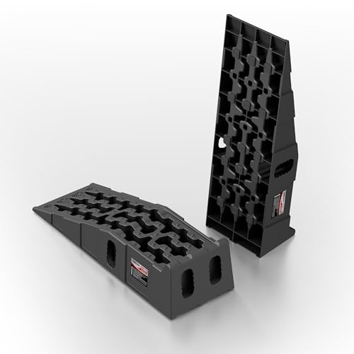 Heavy-Duty Vehicle Service Ramps - 1 Pair Professional Auto Maintenance Lifts for Trucks & SUVs, High-Lift Tire Ramps for Underbody Oil Change, Integrated Support for Jack Stands - size: High Profile V2.0