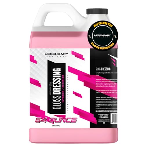 Legendary Gloss Dressing 64oz (Half Gallon) - Tire Shine Spray & Plastic Restorer – Water Based & Non-Greasy Interior/Exterior Detailing Spray - Trim, Rubber, Vinyl & Plastic Restorer for Cars - size: Gloss Dressing 64oz (Half Gallon)