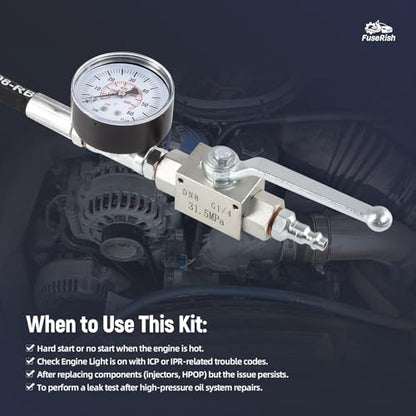 High Pressure Oil System IPR Air Test Tool Special Kit | Fit for Ford 6.0L & 7.3L Powerstroke Diesel Engines, Heavy-Duty Air Test Fitting for HPOP Leak Diagnosis