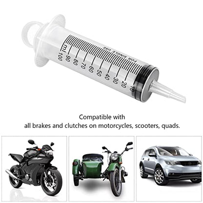 Tiiyee Brake Bleeder Kit, Hydraulic Disc Clutch Bleeding 100ML Syringe | 50cm Hose Fluid Extractor One Man Professional Universal Tool for Motorcycles Motorbikes Scooters Quads Oil Change