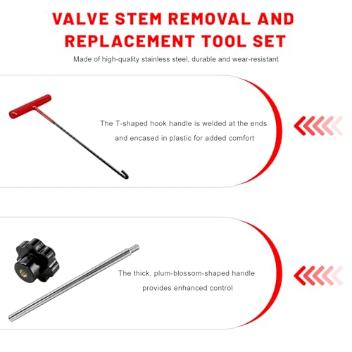 25PCS Valve Stem & Core Removal Replacement Tool Kit, Heavy Duty Tire Core Removers with 5 TR413/5 TR414 Stems, Valve Cores Stems Caps Removal Tool Kit for Car Motorcycle ATV