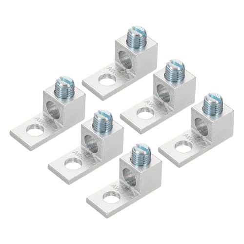 MECCANIXITY 6 Pcs Mechanical Lug, 2 AWG TA-2 1B2U Aluminum Alloy Terminal Lug High Strength Terminal 600V 5/16-24 Screws Straight Studs for Breaker Panels Load Centers - size: 2 AWG TA-2 1B2U