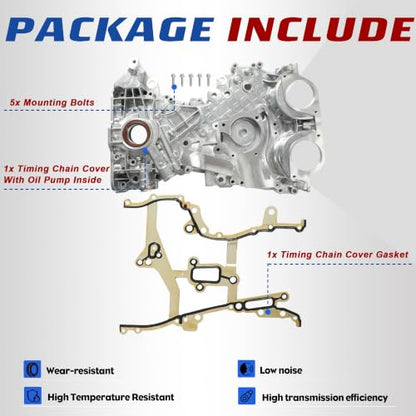 Engine Timing Cover w/Oil Pump Inside & Timing Cover Gasket OE#25199424 25195406 | Fit For Chevy 1.4L Cruze 2011-2016/Sonic 2012-2017/Trax 2013-2020, Buick Encore 1.4L 2013-2017 - size: 1.4L Timing Cover w/Gasket