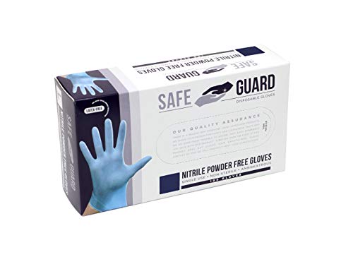 Safeguard Nitrile Disposable Gloves, Powder Free, Food Grade Gloves, Latex Free, 100 Count, Small Size, Blue - color: Blue, size: Small (100 Count)