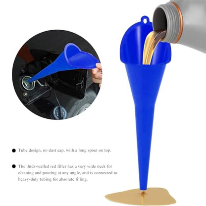 2 PCS Oil Funnel, Plastic Long Neck Multi-Purpose Spill Saver Funnel, Engine Oil Funnels for Filling Oils Gas Water Diesel Fuel Lubricants for Car Motorcycle ATV Boat (Blue) - color: Blue-2PCS