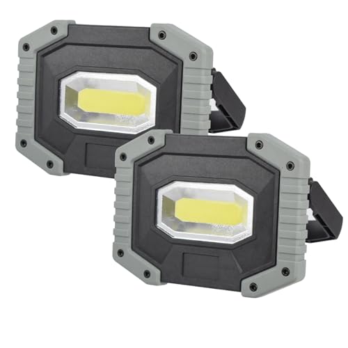 OTYTY LED Work Light 2-Pack, 30W 1500LM Portable Rechargeable Flood Lights with Magnetic Base, 4200mAh Battery for Outdoor, Camping, Hiking, Emergency, Car Repairing, Job Site Lighting (W841 Grey) - color: W841-G