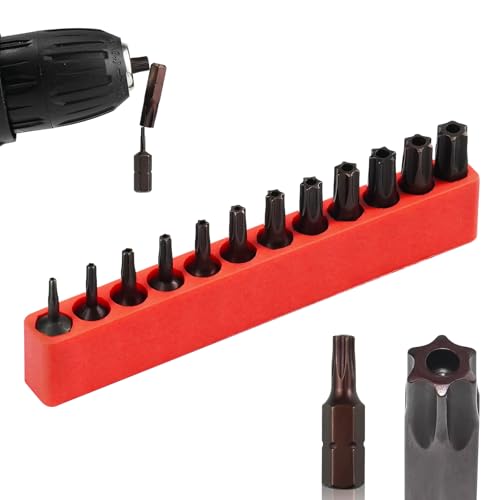 12pcs Security Torx Bit Set 25mm Star Bit Set S2 Alloy Steel with 1/4" Hex Shank for Professional & Daily Use Size(TT6-TT40) - color: 25mm/1inch, size: 6 point