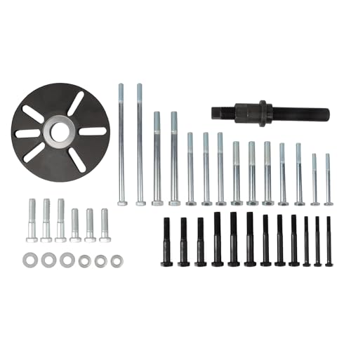 DAYUAN Harmonic Balancer Puller Removal & Installation Tool Kit | Flywheel & Crankshaft Pulley Removal, Steering Wheel Pulling, Metric & SAE Bolts，Heavy-Duty Steel
