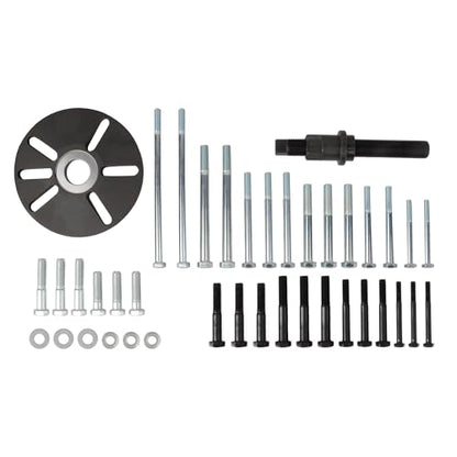 DAYUAN Harmonic Balancer Puller Removal & Installation Tool Kit | Flywheel & Crankshaft Pulley Removal, Steering Wheel Pulling, Metric & SAE Bolts，Heavy-Duty Steel