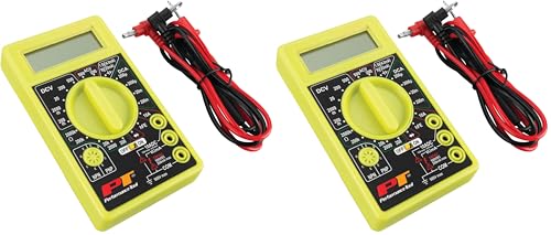 Performance Tool W2974 Digital Multimeter Tester 2000 Counts with AC DC Voltmeter and Ohm Volt Amp Meter, Measures Voltage, DC Current Measurement, Automatic Zero Adjust, 9V Battery Included - size: Digital Tester (Pack of 2)