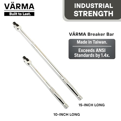 3/8" Drive 10-Inch Breaker Bar - 15mm Thick Rigid Shaft & Heavy Duty CR-MO Head - Best Compact Tool for Motorcycle Axle Nut & Tight Engine Bays - 180° Flex, Emergency Roadside Tool - size: 3/8" Drive x 10"