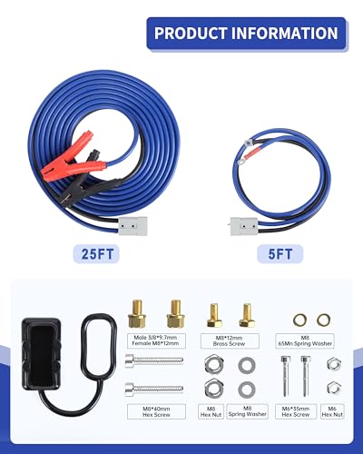 SAFEMATE 2/0 Gauge 30 FT Heavy Duty Jumper Cables - 1500Amp Booster Jumper Cable for Car, SUV and Trucks Battery - Quick Connect, Blue - size: 2/0 Gauge - 30 Ft