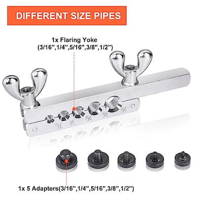 Brake Line Kit, 1/4" Brake Line Flaring Tool Kit, Copper Coated Brake Line (With 16 Fittings and 4 Threads Unions) and Double & Single Flare Tool (With Tube Cutter And 5 Adapters) + Tube Bender - size: 1/4" Brake Line With Bender