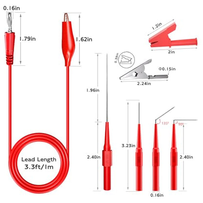 Goupchn Back Probe Kit 4mm Banana Plug to Copper Alligator Clip | Automotive Test Leads Set, 3 Configurations Back Probe Pins, Extended Length Probes, For Car Repairing Diagnostic - size: 24PCS