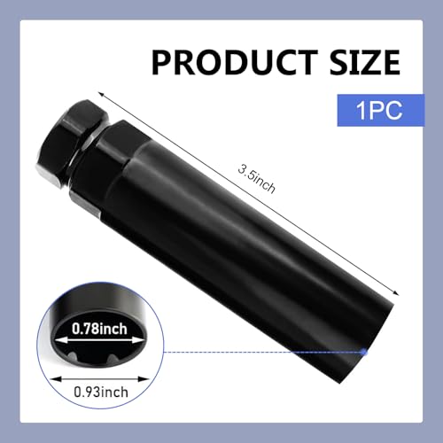 1 PC 6 Spline Lug Nut Socket, Fuel Rim Lug Nut Lock Removal Tool, Anti-theft Steel Wheel Lock Hex Socket Wrench, for 21 mm (13/16 Inch) & 22 mm (7/8 Inch) Hex Socket Wrench (Black)