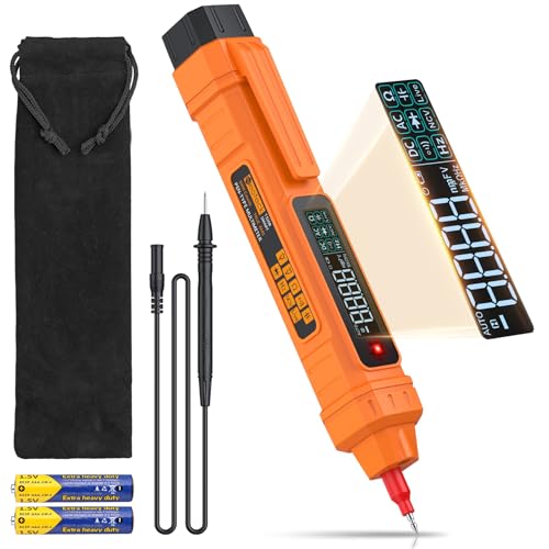 Neoteck 2 in 1 Pen Type Digital Multimeter Non-Contact Voltage Tester 6000 Counts Intelligent Multimeter with LCD Display for AC/DC Voltage Resistance Diode Continuity Capacitance Frequency-Orange - color: Orange, size: 6000 Counts