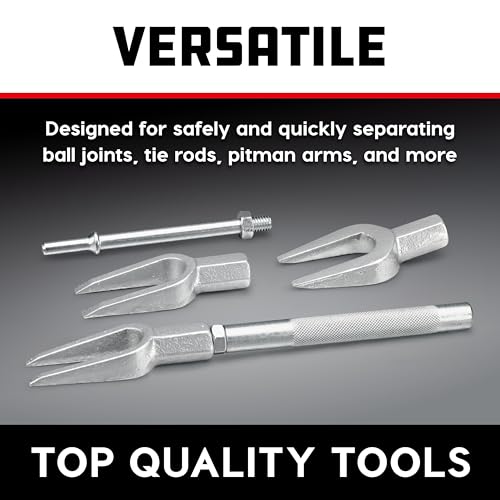 Powerbuilt 5 Piece Front-End Fork Set, Pickle Fork Tools Set, Tie Rod, Ball Joints, and Pitman Arms-648646 - size: 5 Piece, Pickle fork