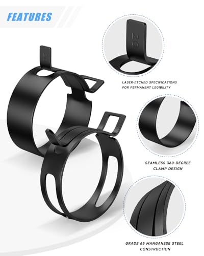 360Pcs 1/5" to 1" (5-25mm) Spring Band Hose Clamps Assortment Kit with Swivel Flat Hose Clamp Plier, SEKSUALA Constant Tension Steel Clamps for Fuel Lines, Silicone,Vacuum Hoses (Black) - size: Black-360Pcs-21Size(5-25mm)