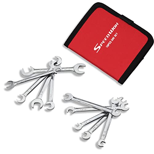 SPEEDWOX Mini Double Open End Wrench Set, 10-Piece, High Carbon Steel, Silver - size: Double Open End SAE 10-Piece